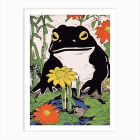 Frog In The Garden,  Matsumoto Hoji Inspired Japanese 13 Art Print