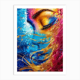 Woman With Colorful Hair 1 Art Print