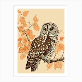 Barred Owl Vintage Illustration 1 Art Print