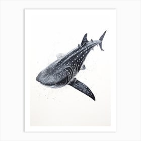  Oil Painting Of A Whale Shark Shadow Outline In Black 5 Art Print