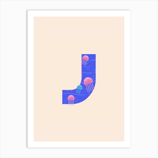 Letter J Jellyfish Art Print