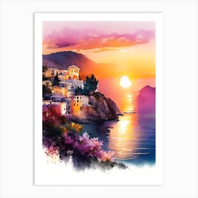 The Amalfi Coast Watercolour 2 Art Print