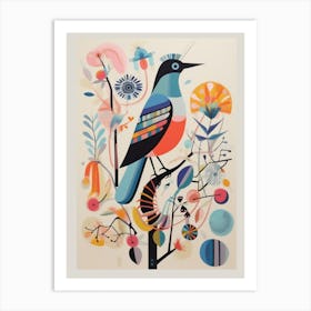 Colourful Scandi Bird Mockingbird 3 Art Print