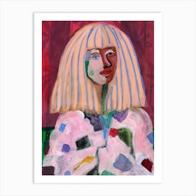 Portrait In Pink And Red Art Print