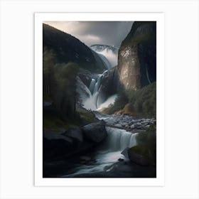 Skjervsfossen, Norway Realistic Photograph (1) Art Print