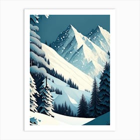 Snowflakes In The Mountains, Snowflakes, Retro Drawing 2 Art Print