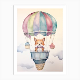 Baby Fox 2 In A Hot Air Balloon Art Print