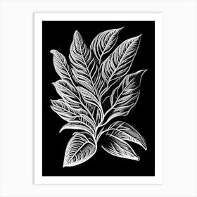 Stevia Leaf Linocut 3 Art Print