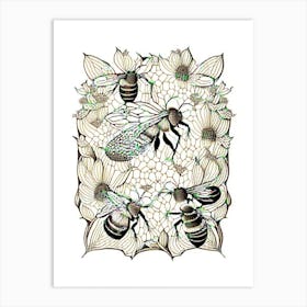 Worker Bees 3 William Morris Style Art Print