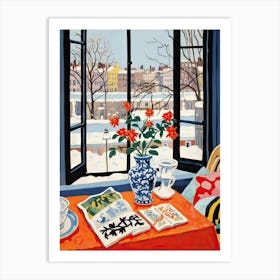 The Windowsill Of Chicago   Usa Snow Inspired By Matisse 1 Art Print