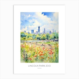 Lincoln Park Zoo 2 Chicago Watercolour Travel Poster Art Print