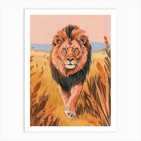 Barbary Lion Hunting Illustration 4 Art Print