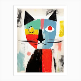 Cubist Cat: Minimalist Feline Elegance Art Print