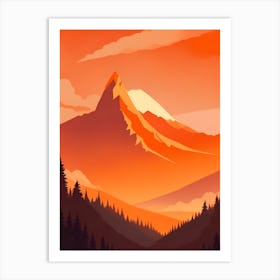 Misty Mountains Vertical Composition In Orange Tone 226 Art Print