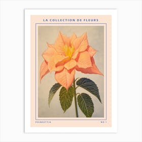 Poinsettia French Flower Botanical Poster Art Print