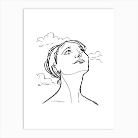 Drawing Of A Woman.Scandinavian wall art Art Print