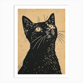 Chartreux Cat Linocut Blockprint 8 Art Print