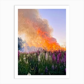 A Multitude Of Flowers Blossoming In The Center Their Petals Transitioning From Yellow To Pink To W 2 1 Art Print