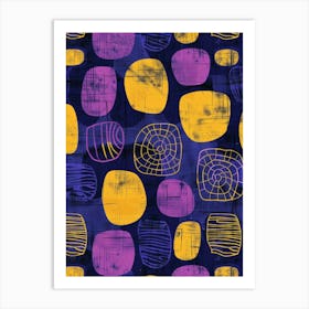 Purple And Yellow Abstract Pattern Art Print