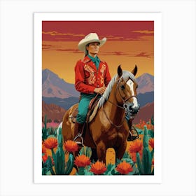 Cowboy On Horseback Art Print