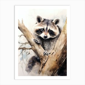 Raccoon Woodland Watercolour 3 Art Print