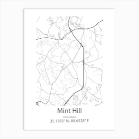 Mint Hill,United States Minimalist Map Affiche