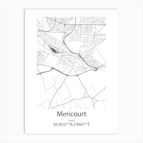 Mericourt,France Minimalist Map Art Print