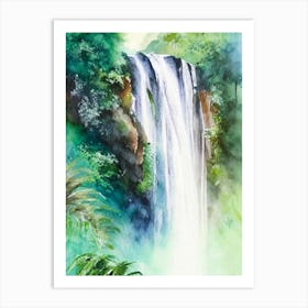 Diamond Falls, Saint Lucia Water Colour  (3) Art Print