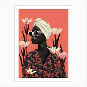 Black Woman With Flowers 6 Art Print