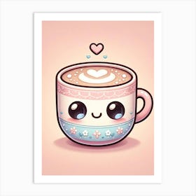 Kawaii Coffee Art Print