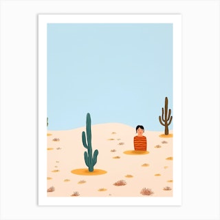 Desert Scene, Tiny People And Illustration 3 Art Print