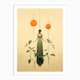 Woman In A Green Dress Art Print