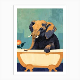 Elephant In Bath Art Print