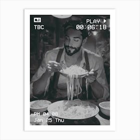 Man Eating Noodles 1 Art Print