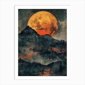 Full Moon Over Mountains Art Print