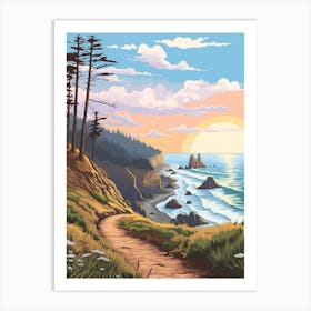 Lost Coast Trail Usa 1 Hike Illustration Art Print