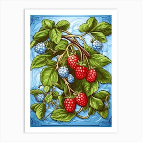 Raspberries Illustration 2 Art Print