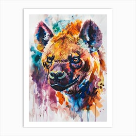 Hyena Colourful Watercolour 4 Art Print