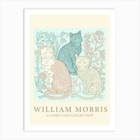 William Morris  Inspired Cats Collection 3 Cats Art Print