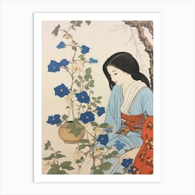 Asagao Morning Glory 1 Vintage Japanese Botanical And Geisha Art Print