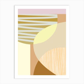 Abstract Geometric Shapes Lilac Beige Yellow Art Print