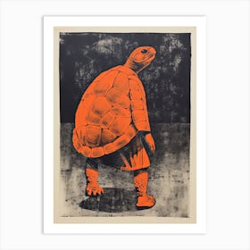 Turtle, Woodblock Animal  Drawing 3 Art Print