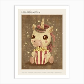 Unicorn Eating Popcorn Mustard Muted Pastels 2 Poster Art Print