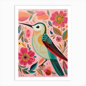 Pink Scandi Hummingbird 2 Art Print