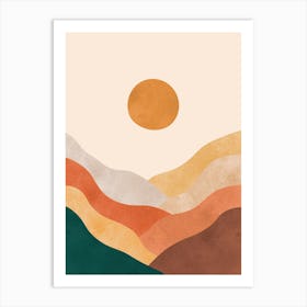 Watercolor sunset landscape 3 Art Print