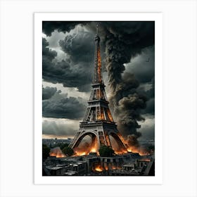 Eiffel Tower Lightning Art Print