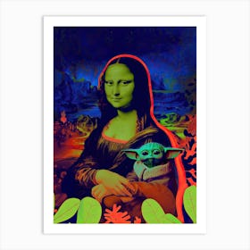 Mona Lisa with Baby Yoda Art Print