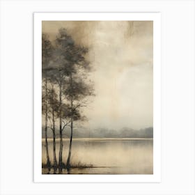 Forest Lake Watercolor Painting Art Print