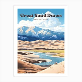 Great Sand Dunes Sand Desert Travel Art Illustration Art Print