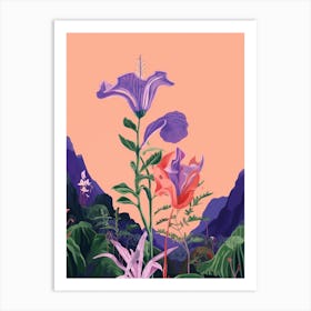 Boho Wildflower Painting Tall Bellflower Art Print